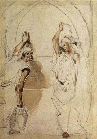 Eugene Delacroix Two Women at the Well Norge oil painting art
